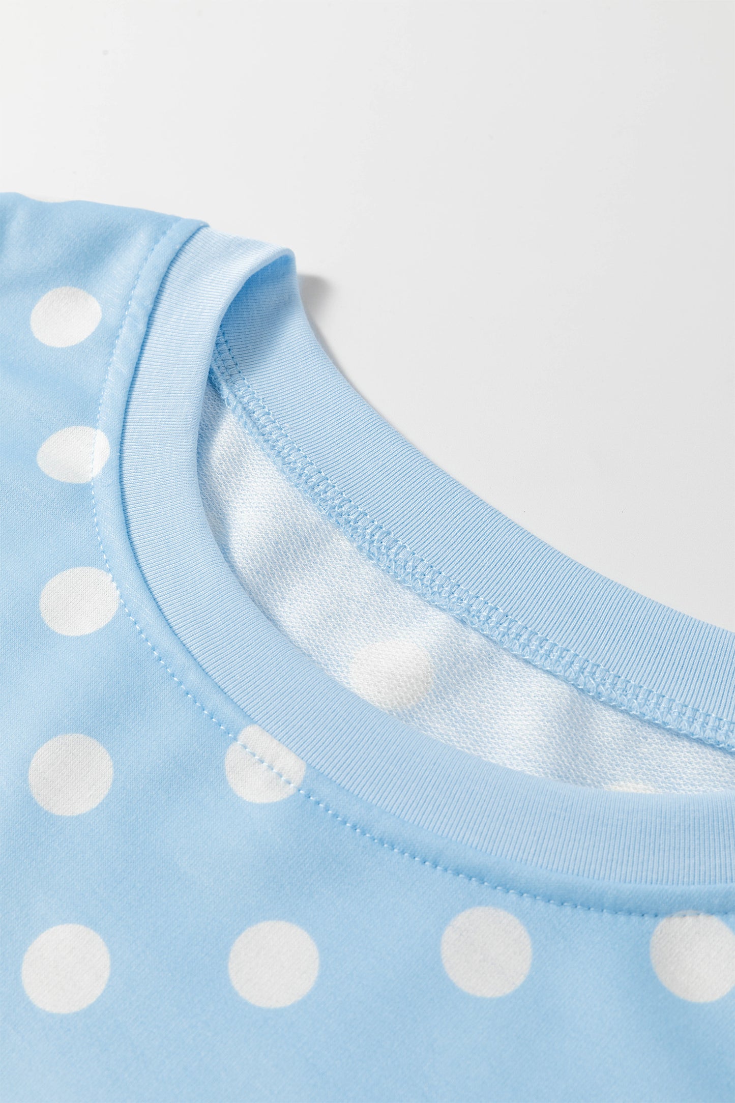 Sky Blue Polka Dot Oversized Top Drawstring Short Set
