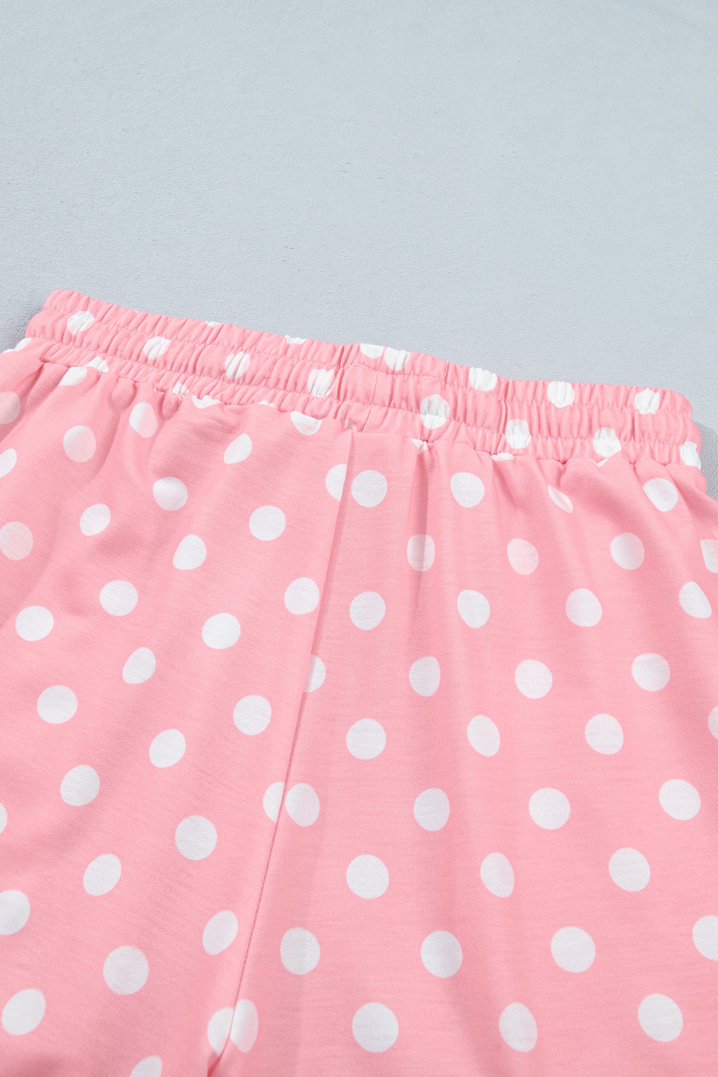 Sky Blue Polka Dot Oversized Top Drawstring Short Set