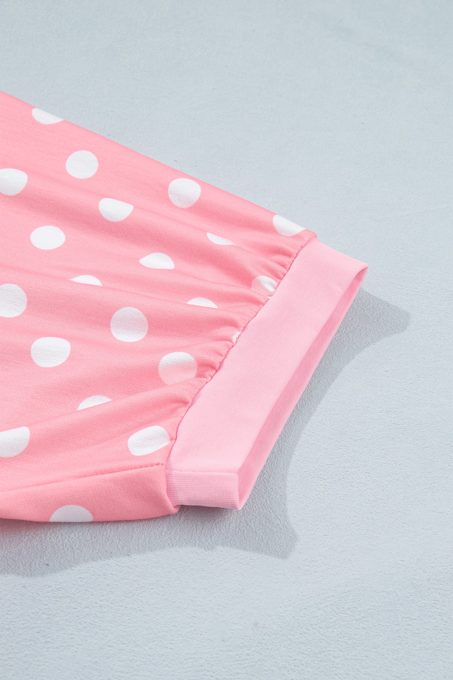 Sky Blue Polka Dot Oversized Top Drawstring Short Set