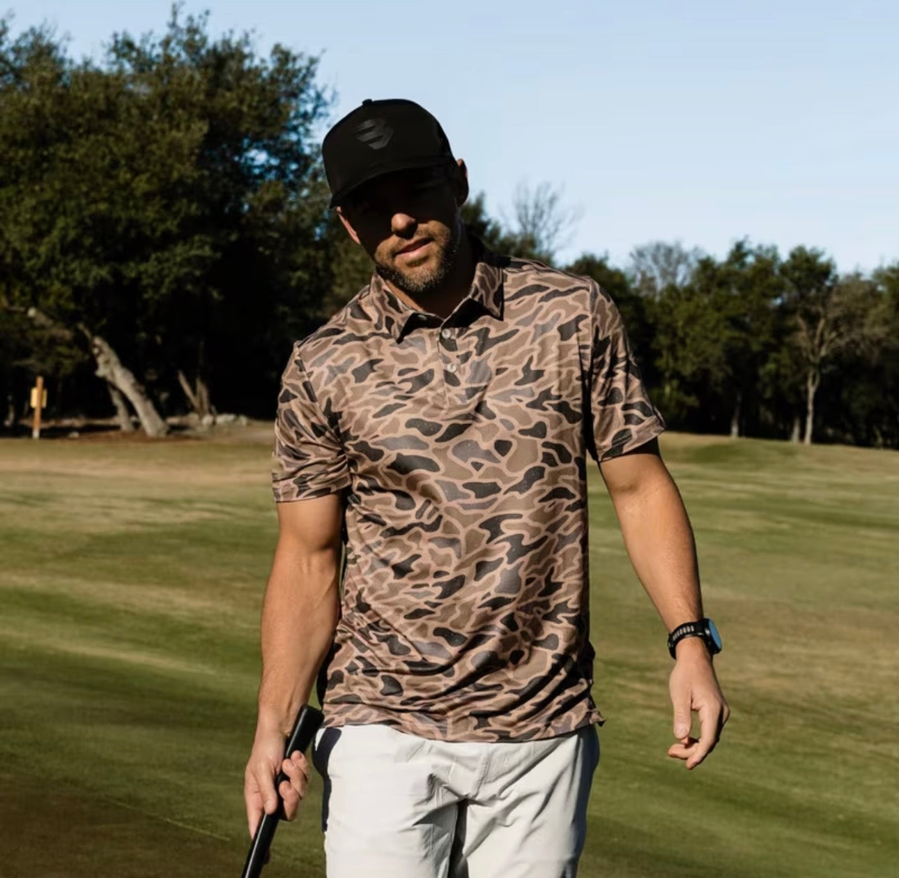 Men camo polo tee