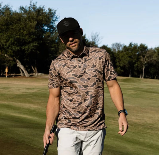 Men camo polo tee