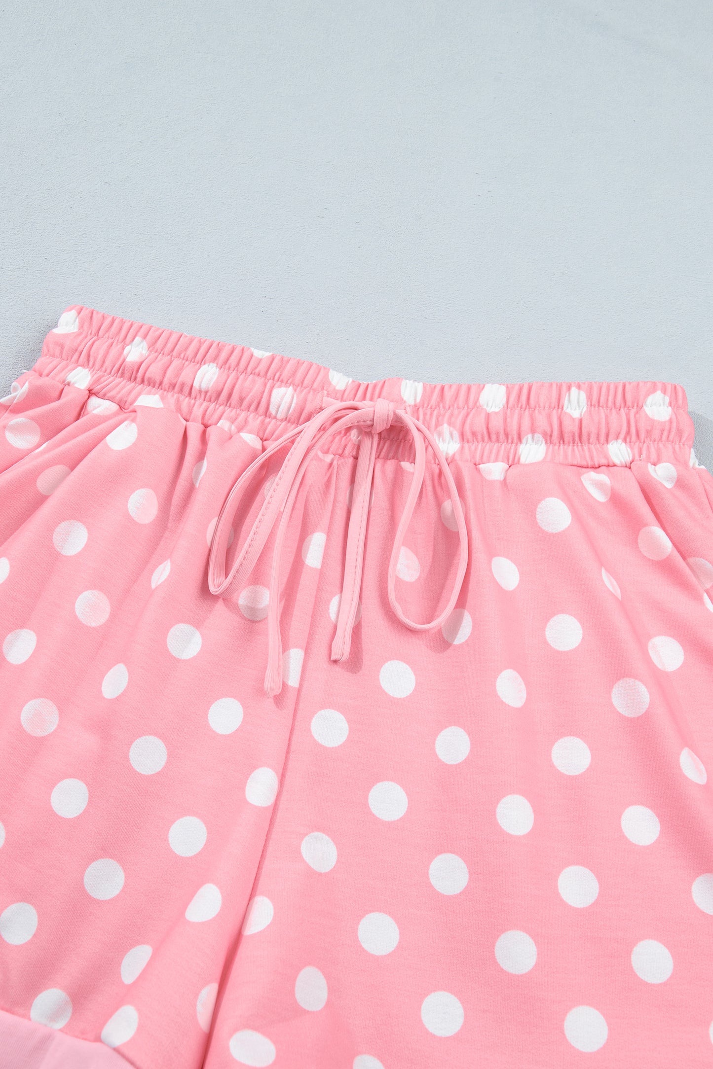 Sky Blue Polka Dot Oversized Top Drawstring Short Set