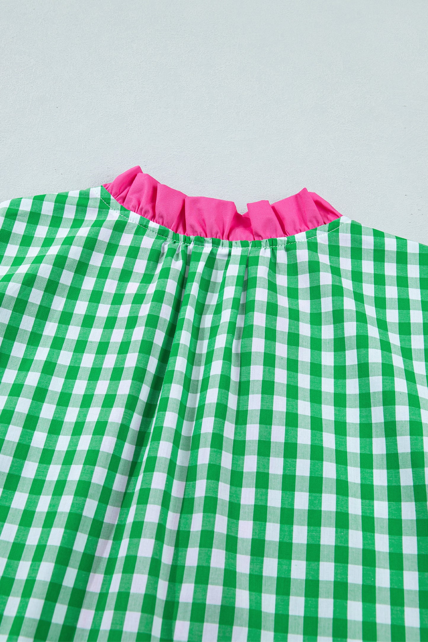 Bright Green Summer Color-Blocked Plaid Pattern Midi Dress